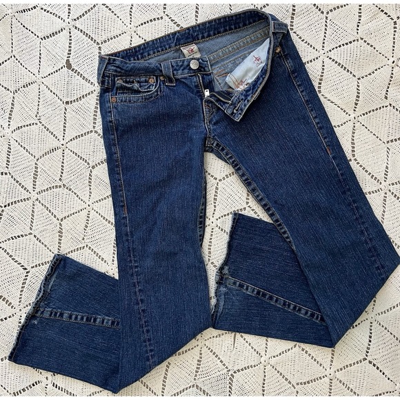 Vintage True Religion Joey Flare Jeans Low Rise USA 31 Y2K Bootcut 2000 Mallcore - Picture 3 of 9
